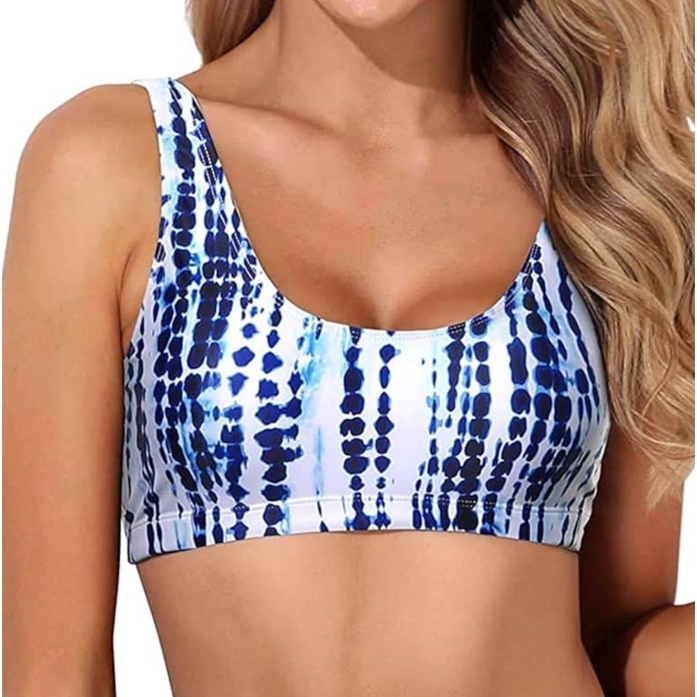 Tempt Me Women Two Piece Scoop Neck Bikini Crop Top removable pads, size XL A92 - Picture 1 of 8